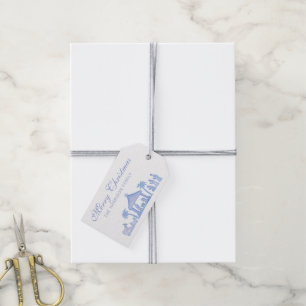 Watercolor Blue Nativity Christmas Gift Tags