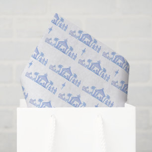 Watercolor Blue Nativity Christmas Tissue Paper
