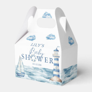 Watercolor Blue Nautical Baby Shower Favour Box