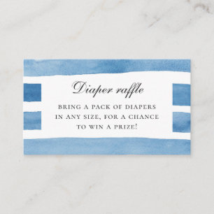 Watercolor blue nautical stripes. Diaper Raffle Enclosure Card