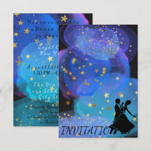 Watercolor Blue Ocean Night Sky Starry Dance Party Invitation