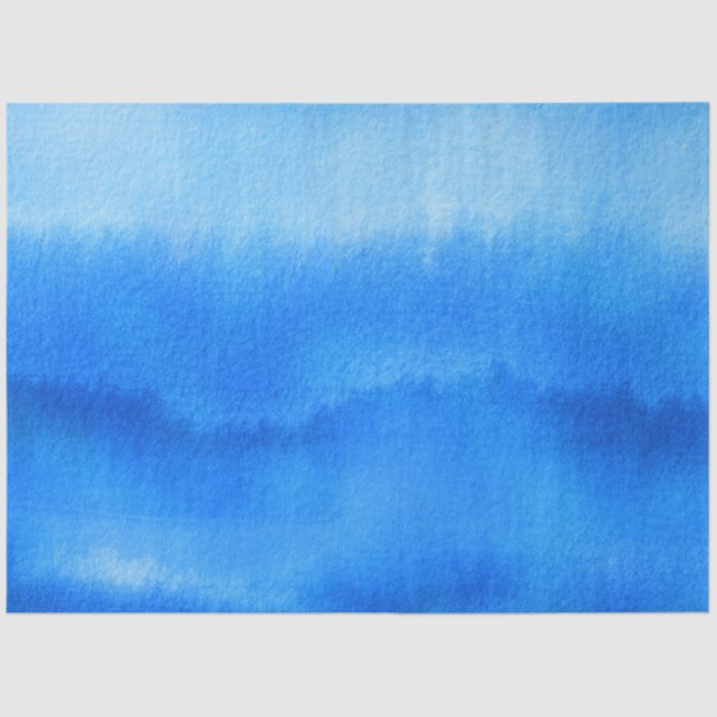 Watercolor Blue Ocean Sky Background Decoupage Tissue Paper (Front)