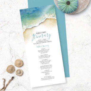 Watercolor Blue Ocean Waves Wedding Itinerary