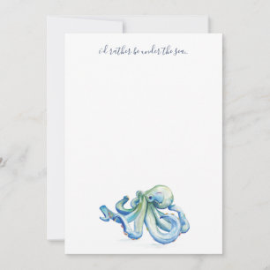 Watercolor Blue Octopus Thank You Personalised Card