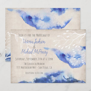 Watercolor Blue Ombre Wedding Invitations