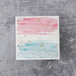 Watercolor Blue or Pink Gender Reveal Party Napkin