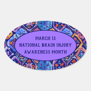 Watercolor Blue Orange Navy Ikat Pattern Oval Sticker