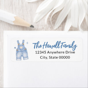 Watercolor Blue Overalls Family Address Return