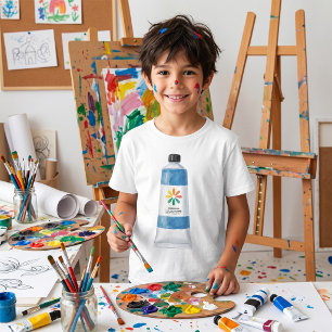 Watercolor Blue Paint Tube Illustration T-Shirt