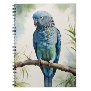 Watercolor Blue Parakeet Eucalyptus Tree Notebook