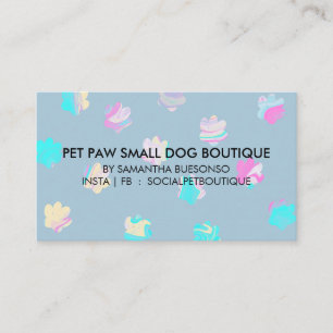 Watercolor Blue paws boarding dogs pet grooming Business Card