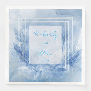 Watercolor Blue Periwinkle Marble Winter Wedding Napkin