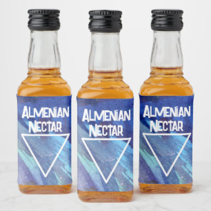 Watercolor Blue Phone Liquor Bottle Label