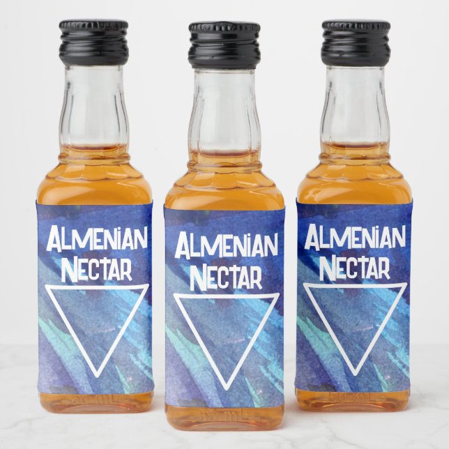 Watercolor Blue Phone Liquor Bottle Label (Bottles)