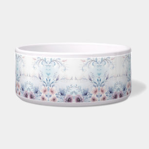 Watercolor Blue Pink Floral Ceramic Pet Bowl