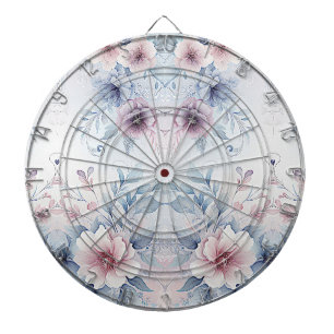 Watercolor Blue Pink Floral Dartboard