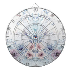 Watercolor Blue Pink Floral Dartboard