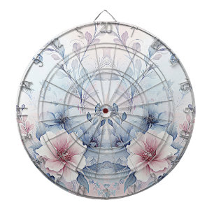 Watercolor Blue Pink Floral Dartboard