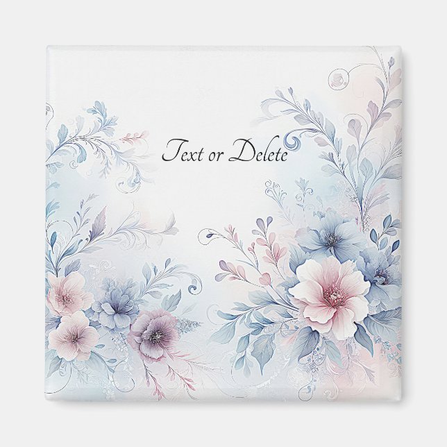 Watercolor Blue Pink Floral Magnet (Front)