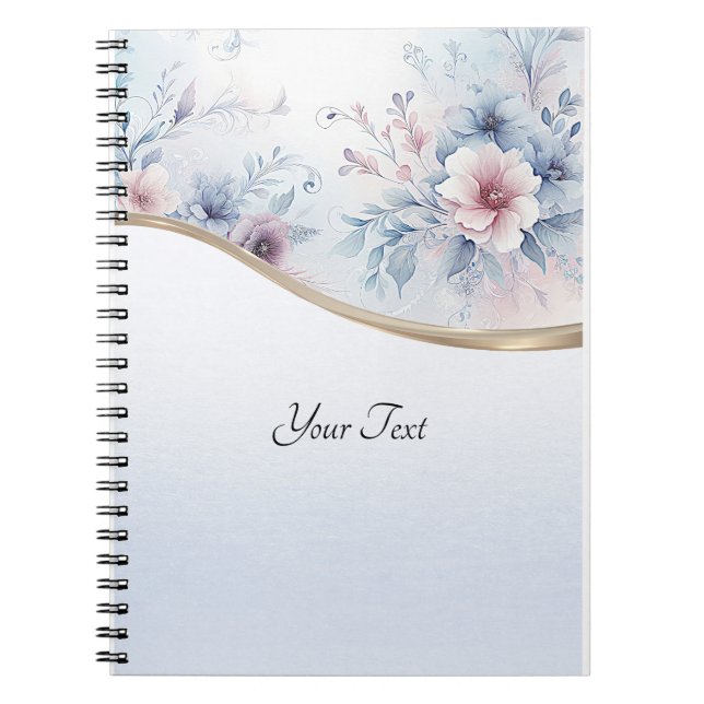 Watercolor Blue Pink Floral Notebook (Front)