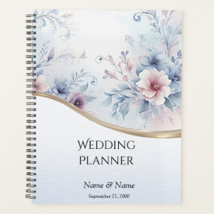 Watercolor Blue Pink Floral Wedding Planner