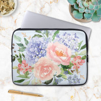 Watercolor Blue Pink Hydrangea Peony Spring Floral