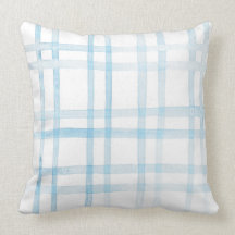 Watercolor Blue Plaid Pillow
