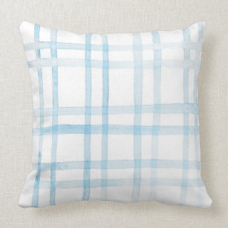 Watercolor Blue Plaid Pillow