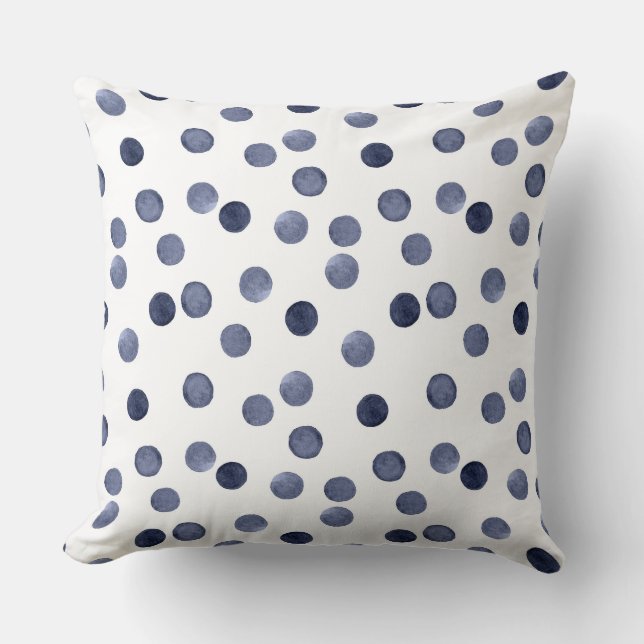 Watercolor  Blue polka dot  Cushion (Front)