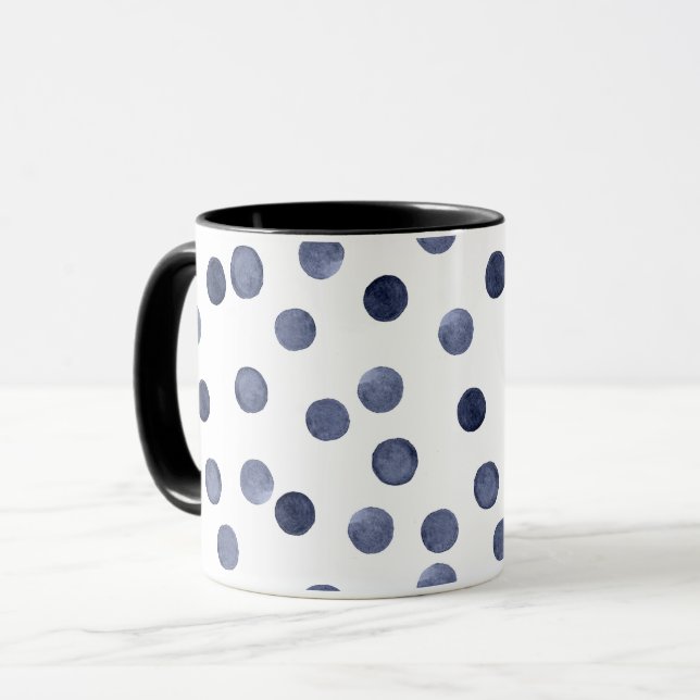 Watercolor . Blue polka dot Mug (Front Left)