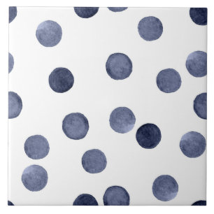 Watercolor . Blue polka dot . Tile