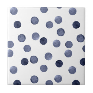 Watercolor . Blue polka dot . Tile