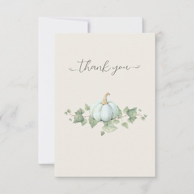 Watercolor Blue Pumpkin Thank You Cards (Front)