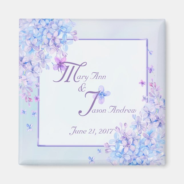 Watercolor Blue Purple Lilac Flower Magnet (Front)