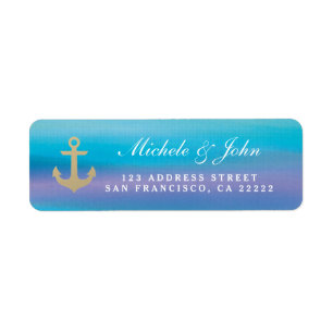 Watercolor Blue Purple Return Address Labels
