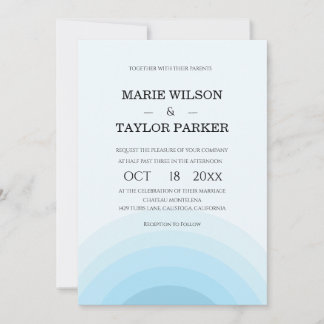 Watercolor blue Rainbow wedding Invitation