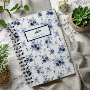 Watercolor Blue Rose Personalised Journal Notebook