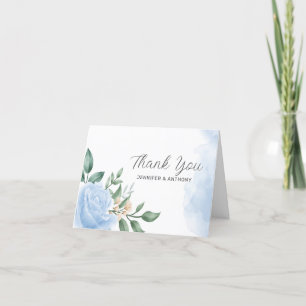 Watercolor Blue Rose Thank You Card