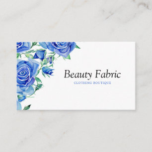 Watercolor Blue Roses Fashion Clothing Store Business Card