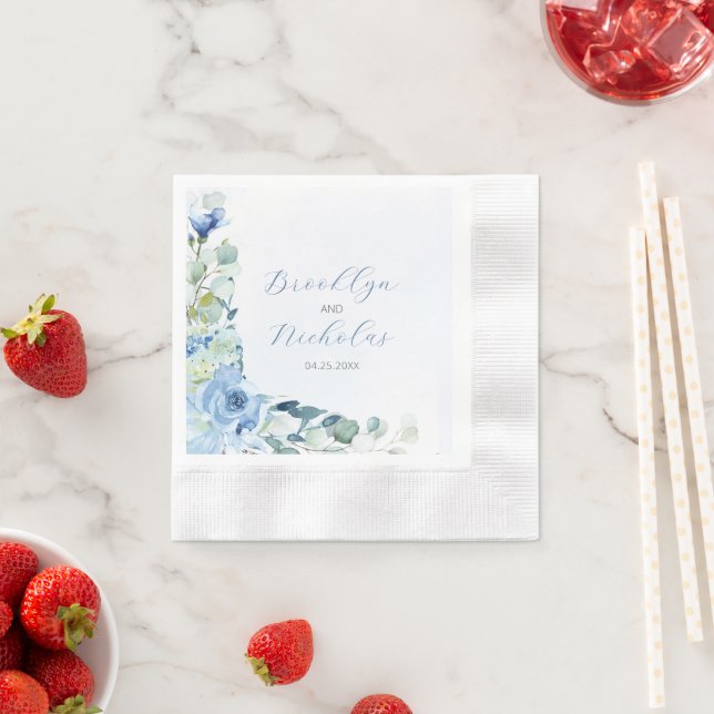 Watercolor Blue Roses Napkin (Insitu)