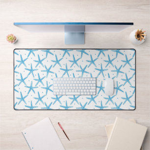 Watercolor Blue Sea Stars Pattern Desk Mat