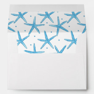 Watercolor Blue Sea Stars Pattern Envelope