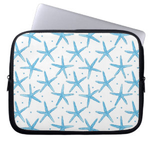 Watercolor Blue Sea Stars Pattern Laptop Sleeve