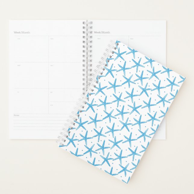 Watercolor Blue Sea Stars Pattern Planner (Display)