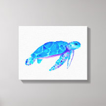 Watercolor Blue Sea Turtle