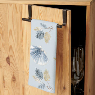 Watercolor Blue Seashell Coastal  Tea Towel