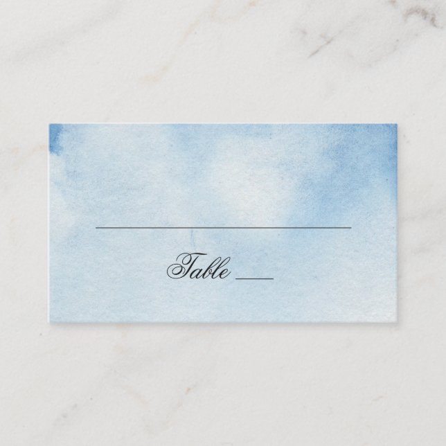 Watercolor blue simple wedding. Navy modern winter Place Card (Front)