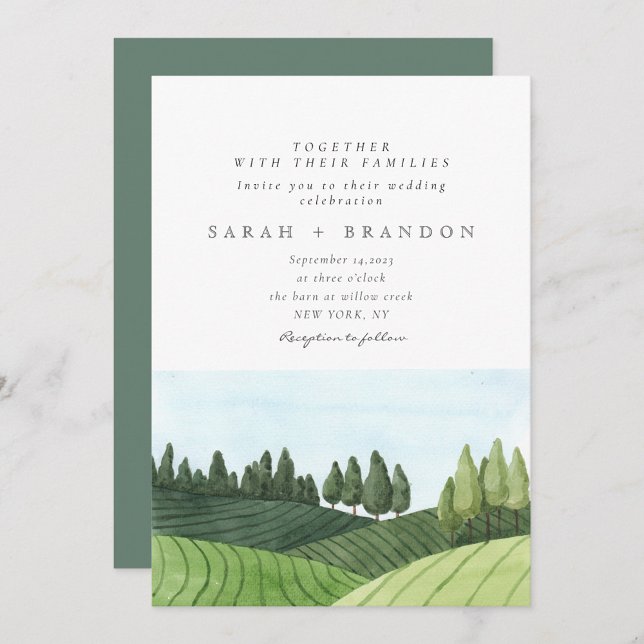 Watercolor Blue Sky Forest Wedding  Invitation (Creator Uploaded)