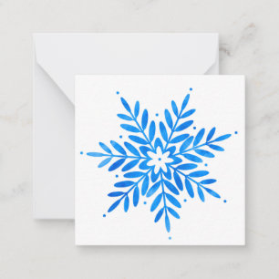  Watercolor Blue Snowflake Note Card