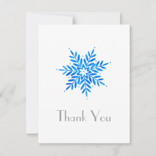 Watercolor Blue Snowflake  Thank You Card